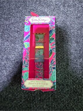 Lilly Pulitzer Pink Tropical Leather Apple Watch Band